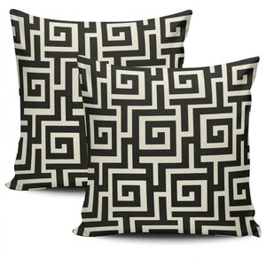 Geometric Black and Cream Throw Pillow Modern Covers 22"X22"